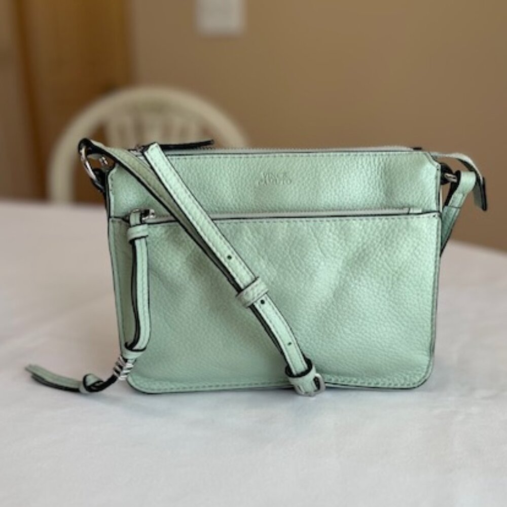 VINCE CAMUTO | Mint Green Pebbled Leather Crossbody Bag-EUC-Vintage